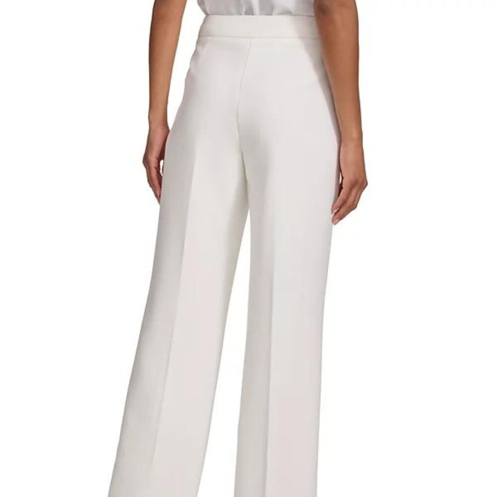 Karl Lagerfeld White Mid‑Rise Wide‑Leg Pull‑On Pants NWT Sz 4 - Picture 5 of 6